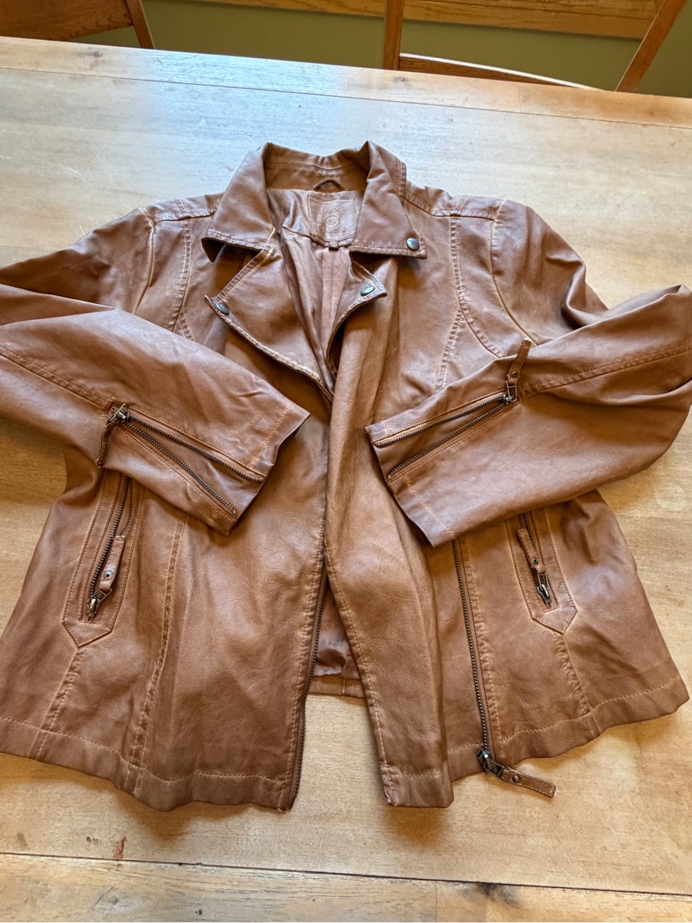 Max Studio Cognac Leather Moto Jacket